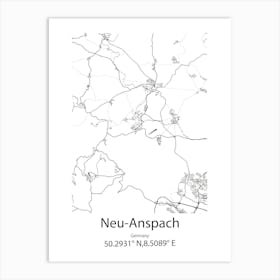 Neu Anspach,Germany Minimalist Map Art Print