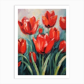 Red Tulip Valentine's Day Oil Painting Art Print