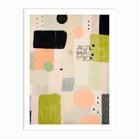 Abstract Painting. Green, Peach and Black Art Print