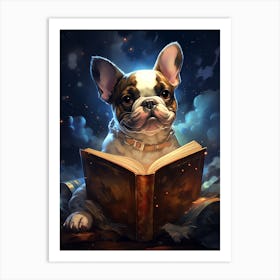 French Bulldog Reading A Book Art Print