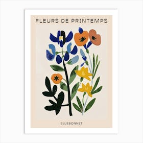Spring Floral French Poster  Bluebonnet 1 Art Print