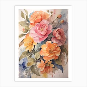 Watercolor Roses 3 Art Print