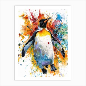 Emperor Penguin Colourful Watercolour 4 Art Print