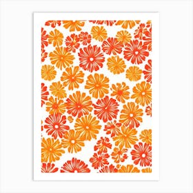 Carnation Floral Print Warm Tones 2 Flower Art Print