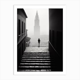 Toledo, Spain, Black And White Analogue Photography 1 Art Print