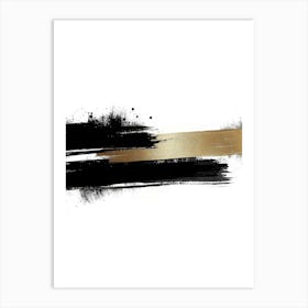 Gold And Black Brush Strokes 11 Art Print