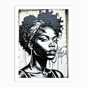 Vintage Graffiti Mural Of Beautiful Black Woman 146 Art Print