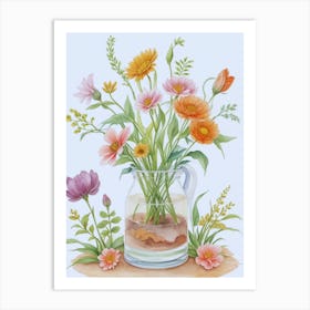 Flowers In A Pitcher Art Print