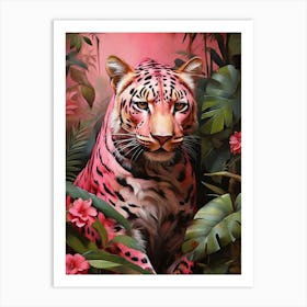 Pink Leopard In The Jungle art print Art Print