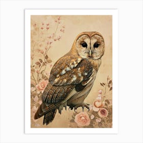 Tawny Owl Japanese Painting 2 Art Print