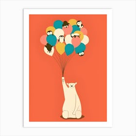 Polar Bear With Balloons Art Print