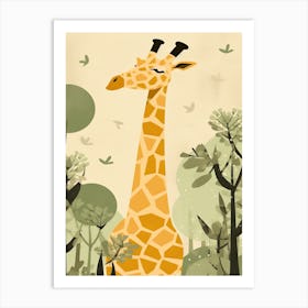 Giraffe Jungle Cartoon Illustration 3 Art Print