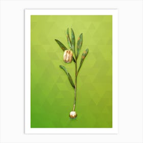 Vintage Fritillaria Latifolia Botanical Art on Love Bird Green n.1332 Art Print