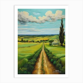 Green plains, distant hills, country houses,renewal and hope,life,spring acrylic colors.15 Art Print