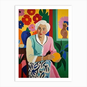 Woman With An Orange Art Print