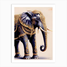 Elephant In Gold Art Print