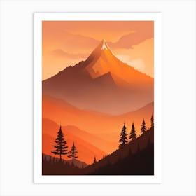 Misty Mountains Vertical Composition In Orange Tone 358 Art Print