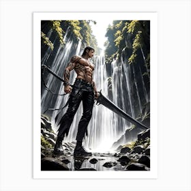 Barbarian Warrior with Sword Art Painting #7 Art Print