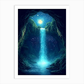 Waterfall In The Cave Poster