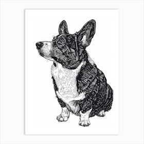 Cardigan Welsh Corgi Line Sketch 3 Art Print