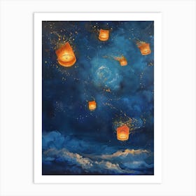 Lanterns In The Sky 3 Art Print