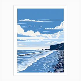 A Screen Print Of Croyde Bay Beach Devon 4 Art Print