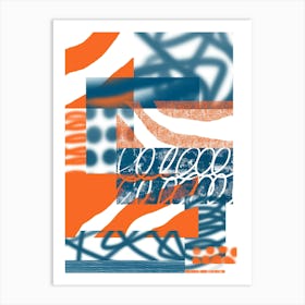 Orange And Blue Abstract Art Print