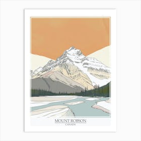 Mount Robson Canada Color Line Drawing 3 Poster Art Print