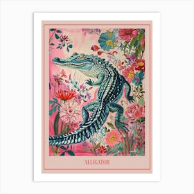 Floral Animal Painting Alligator 3 Poster Art Print