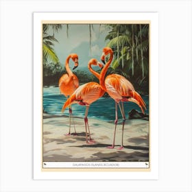 Greater Flamingo Galapagos Islands Ecuador Tropical Illustration 1 Poster Art Print