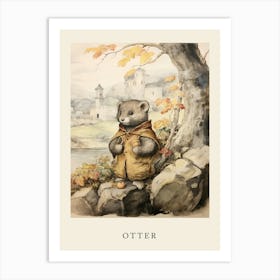 Beatrix Potter Inspired  Animal Watercolour Otter 1 Art Print