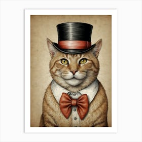 Top Hat Cat 1 Art Print