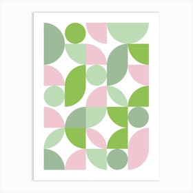 Mid Century Modern Abstract 26 Pink and Green Art Print