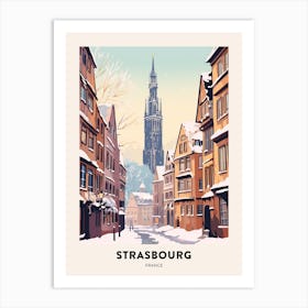 Vintage Winter Travel Poster Strasbourg France 3 Art Print