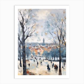 Winter City Park Painting Montjuc Park Barcelona 2 Art Print