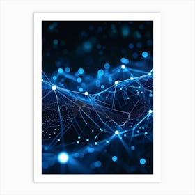 Abstract Digital Datum Web Displaying A Three Dimensional Mesh Of Connections Symbolizing Ai Networ (5) Art Print