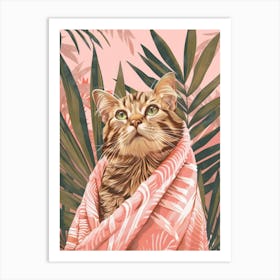 Cat In A Towel 1 Art Print