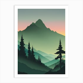 Misty Mountains Vertical Background In Green Tone 14 Art Print