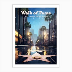 Hollywood Walk of Fame Celebrity Travel Illustration Art Print