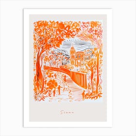 Siena Italy Orange Drawing Poster Art Print