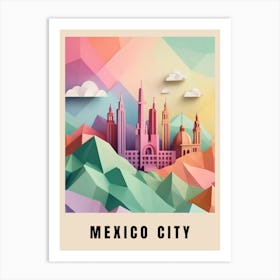 Mexico City Travel Poster Low Poly (14) Art Print