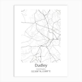 Dudley,United Kingdom Minimalist Map Art Print