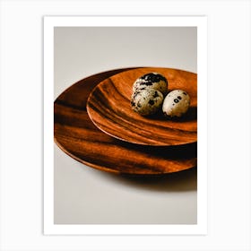 Quail On Wooden Plate Art Print