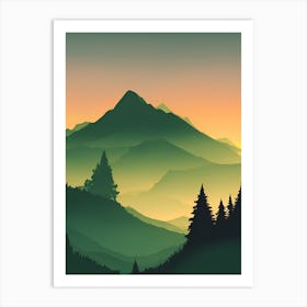 Misty Mountains Vertical Composition In Green Tone 62 Art Print