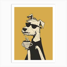 Dog With A Cup Of Coffee Art Print