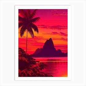 The Bora Bora Retro Sunset Art Print