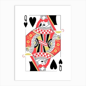 Queen Of Hearts Playing Card Maximalist Red Print Lucky You Dopamine Decor Art Print