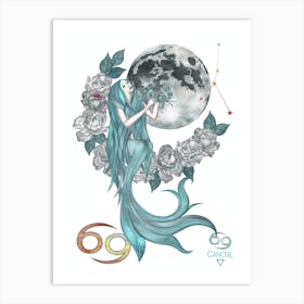 Cancer Mermaid Art Print