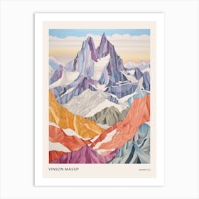 Vinson Massif Antarctica 1 Colourful Mountain Illustration Poster Art Print