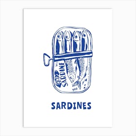 Blue Sardines Tin Poster Art Print